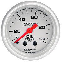 Auto Meter Ultra-Lite Series Oil Pressure Gauge 2-1/16" Mechanical 0-100 psi