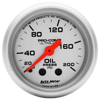 Auto Meter Ultra-Lite Series Oil Pressure Gauge 2-1/16" Mechanical 0-200 psi