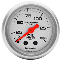 Auto Meter Ultra-Lite Series Oil Pressure Gauge 2-1/16" Mechanical 0-150 psi