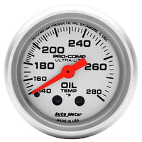 Auto Meter Ultra-Lite Series Oil Temperature Gauge 2-1/16" Mechanical 140-280°F