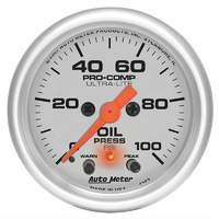 Auto Meter Ultra-Lite Series Oil Pressure Gauge 2-1/16" Electric 0-100psi AU4352