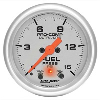 Auto Meter Ultra-Lite Series Fuel Pressure Gauge 2-1/16" Electric 0-15psi AU4367