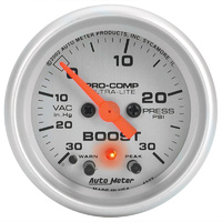 Auto Meter Ultra-Lite Series Boost/Vacuum Gauge 2-1/16" Electric 30 psi AU4377