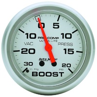 Auto Meter Ultra-Lite Series Boost/Vacuum Gauge 2-5/8" Mechanical 20 psi AU4401