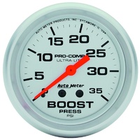 Auto Meter Ultra-Lite Series Boost Gauge 2-5/8" Full Sweep Mechanical 0-35 psi