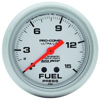 Auto Meter Ultra-Lite Series Fuel Pressure Gauge 2-5/8" Mechanical 0-15 psi