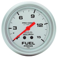 Auto Meter Ultra-Lite Series Fuel Pressure Gauge 2-5/8" with Isolator 0-15 psi