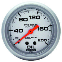 Auto Meter Ultra-Lite Series Oil Pressure Gauge 2-5/8" Mechanical 0-200 psi