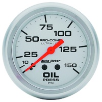 Auto Meter Ultra-Lite Series Oil Pressure Gauge 2-5/8" Mechanical 0-150 psi