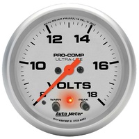 Auto Meter Ultra-Lite Series Voltmeter Gauge 2-5/8" Electric 8-18 volts AU4483