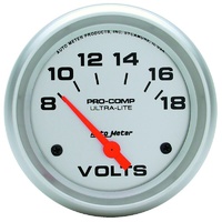 Auto Meter Ultra-Lite Series Voltmeter Gauge 2-5/8" Electric 8-18 volts AU4491