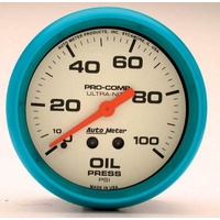 Auto Meter Ultra-Nite Series Oil Pressure Gauge 2-5/8" Mechanical 0-100 psi