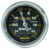 Auto Meter Carbon Fiber Series Boost/Vacuum Gauge 2-1/16" Mechanical 20 psi