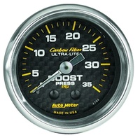Auto Meter Carbon Fiber Series Boost Gauge 2-1/16" Mechanical 0-35 psi AU4704