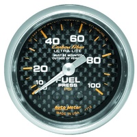 Auto Meter Carbon Fiber Series Fuel Pressure Gauge 2-1/16" Mechanical 0-100 psi