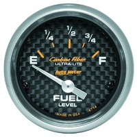 Auto Meter Carbon Fiber Series Fuel Level Gauge 2-1/16" Short Sweep GM 0-90 ohms