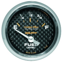 Auto Meter Carbon Fiber Series Fuel Level Gauge 2-1/16" Electric 240-33 ohms
