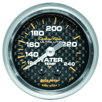 Auto Meter Carbon Fiber Water Temperature Gauge 2-1/16" Mechanical 120-240°F