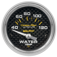 Auto Meter Carbon Fiber Series Water Temperature Gauge 2-1/16" Electric 40-120°C