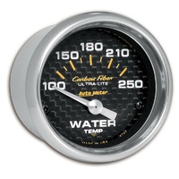 Auto Meter Carbon Fiber Water Temperature Gauge 2-1/16" Electric 100-250°F