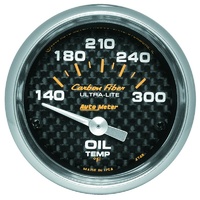 Auto Meter Carbon Fiber Series Oil Temperature Gauge 2-1/16" Electric 140-300°F