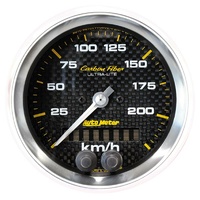 Auto Meter Carbon Fibre Series GPS Speedometer3-3/8" In-Dash Metric 0-225 kph
