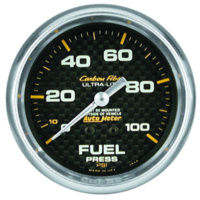 Auto Meter Carbon Fiber Series Fuel Pressure Gauge 2-5/8" Mechanical 0-100 psi