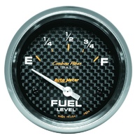 Auto Meter Carbon Fiber Series Fuel Level Gauge 2-5/8" Short Sweep GM 0-90 ohms