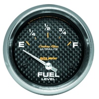 Auto Meter Carbon Fiber Series Fuel Level Gauge 2-5/8" Short Sweep 240-33 ohms