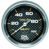 Auto Meter Carbon Fiber Series Oil Pressure Gauge 2-5/8" Mechanical 0-100 psi