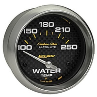 Auto Meter Carbon Fiber Series Water Temperature Gauge 2-5/8" Electric 100-250°F