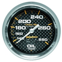 Auto Meter Carbon Fiber Series Oil Temperature Gauge 2-5/8" Mechanical 140-280°F