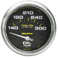 Auto Meter Carbon Fiber Series Oil Temperature Gauge 2-5/8" Electric 140-300°F