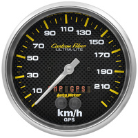 Auto Meter Carbon Fibre GPS Speedometer5" In-Dash Metric 0-225 kph AU4881-M
