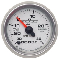 Auto Meter Ultra-Lite II Series Boost/Vacuum Gauge 2-1/16" Electric 30 psi