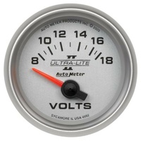 Auto Meter Ultra-Lite II Series Voltmeter Gauge 2-1/16" Short Sweep 8-18 volts