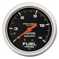 Auto Meter Pro-Comp Fuel Pressure Gauge 2-5/8" Liquid Filled Mechanical 0-15 psi