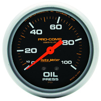 Auto Meter Pro-Comp Oil Pressure Gauge 2-5/8" Liquid Filled Mechanical 0-100 psi