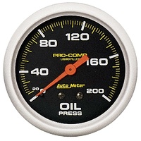 Auto Meter Pro-Comp Oil Pressure Gauge 2-5/8" Liquid Filled Mechanical 0-200 psi