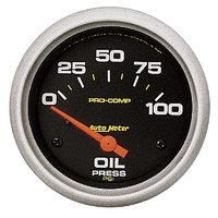 Auto Meter Pro-Comp Oil Pressure Gauge 2-5/8" Short Sweep Electric 0-100 psi