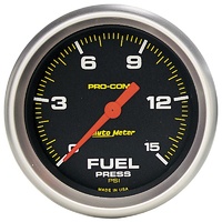 Auto Meter Pro-Comp Fuel Pressure Gauge 2-5/8" Full Sweep Electric 0-15 psi