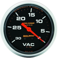 Auto Meter Pro-Comp Series Vacuum Gauge 2-5/8" Liquid Filled Mechanical 30 In Hg