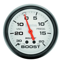 Auto Meter Phantom Series Boost/Vacuum Gauge 2-5/8" Full Sweep Mechanical 20 psi