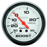 Auto Meter Phantom Series Boost/Vacuum Gauge 2-5/8" Full Sweep Mechanical 30 psi