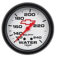 Auto Meter Chev Bow-Tie Water Temperature Gauge 2-5/8" White Dial Mech 120-240°F