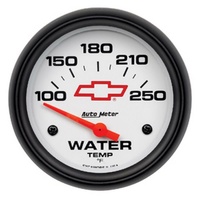 Auto Meter Chev Bow-Tie Water Temperature Gauge 2-5/8" White Dial 100-250°F