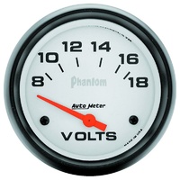 Auto Meter Phantom Series Voltmeter Gauge 2-5/8" Short Sweep 8-18 volts AU5891