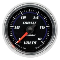 Auto Meter Cobalt Series Voltmeter Gauge 2-1/16" Full Sweep 8-18 volts AU6191