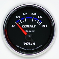 Auto Meter Cobalt Series Voltmeter Gauge 2-1/16" Short Sweep 8-18 volts AU6192