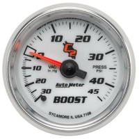 Auto Meter C2 Series Boost/Vacuum Gauge 2-1/16" Full Sweep Mechanical 45 psi